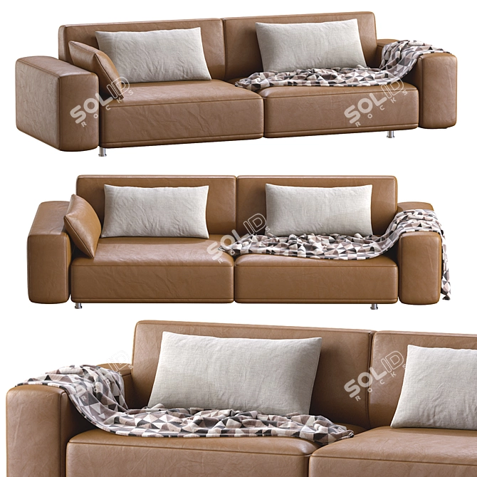 Luxury Dianne Cross Leather Sofa 3D model image 4