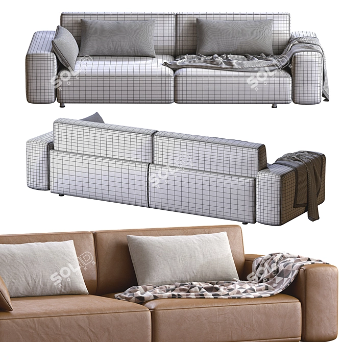 Luxury Dianne Cross Leather Sofa 3D model image 5