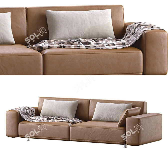 Luxury Dianne Cross Leather Sofa 3D model image 6
