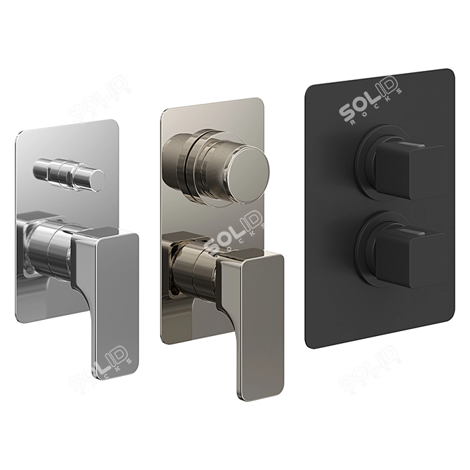 Cisal Cubic Wall Mount Faucet Set 3D model image 1