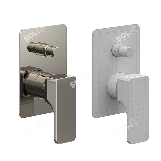 Cisal Cubic Wall Mount Faucet Set 3D model image 2