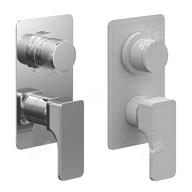 Cisal Cubic Wall Mount Faucet Set 3D model image 3