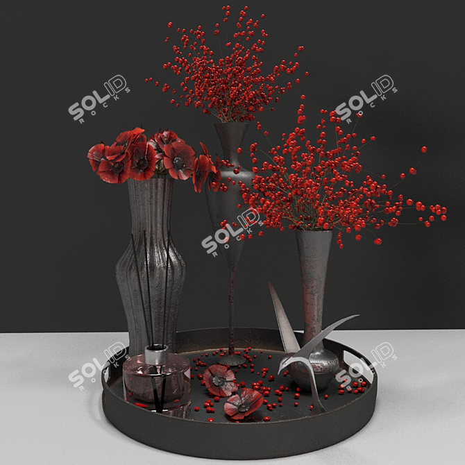 Vibrant Red Plant Design: High-Quality Textures 3D model image 5