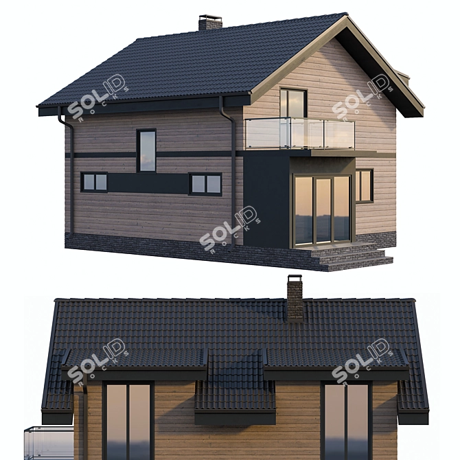 Modern Countryside Retreat with Spacious Terrace 3D model image 4