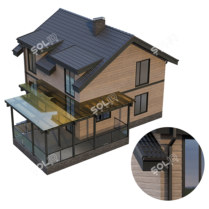 Modern Countryside Retreat with Spacious Terrace 3D model image 5