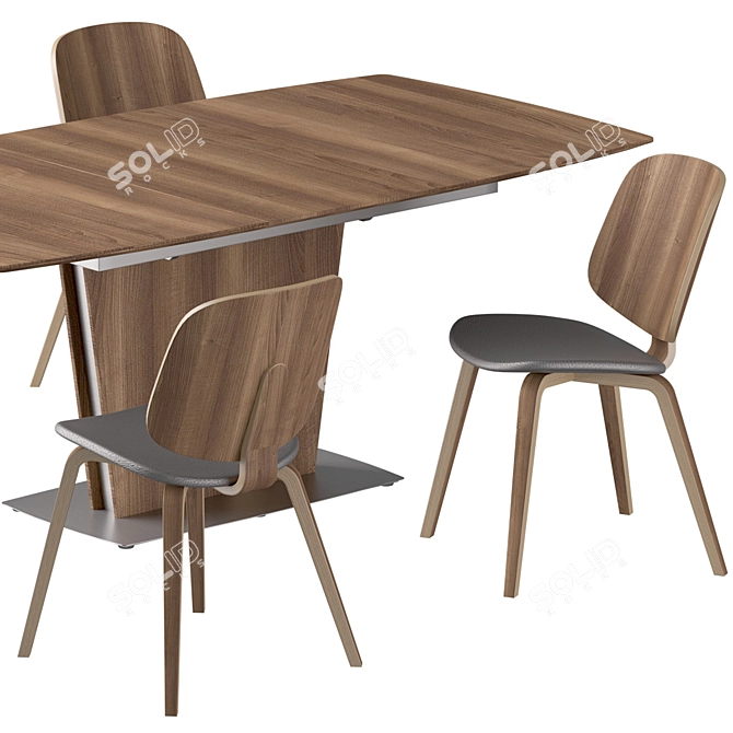 Modern Boconcept Milano Table-Aarhus Dining Chair Set 3D model image 4