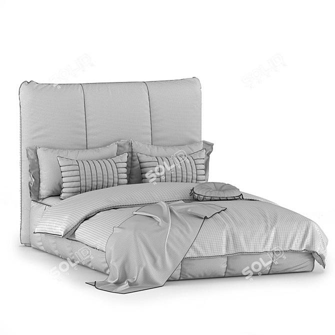 Elegant Tufted Queen Bed 3D model image 4