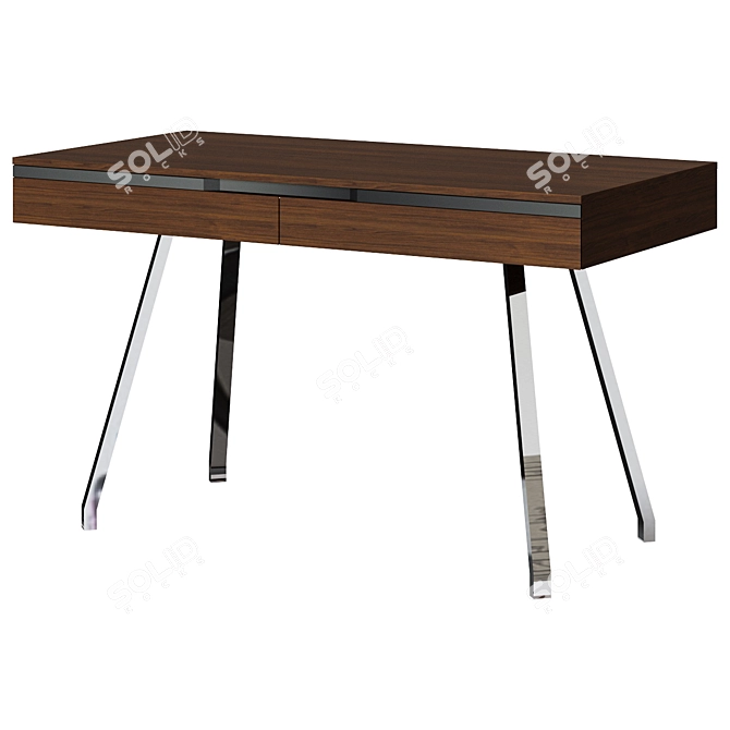 Minimalist Oak Writing Desk 3D model image 1