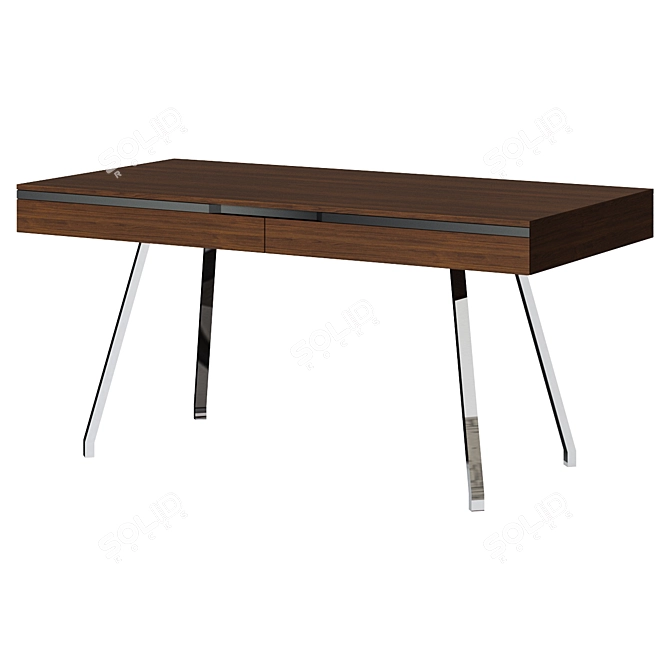 Minimalist Oak Writing Desk 3D model image 2