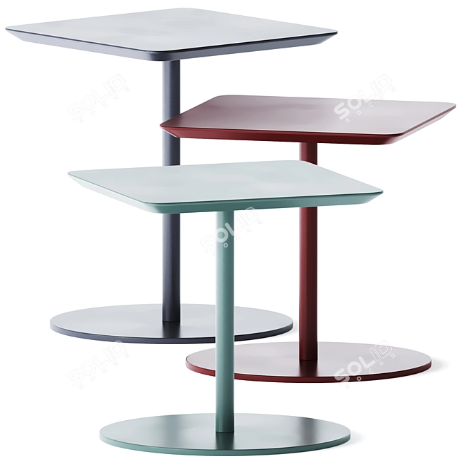Stylish Metal Square Coffee Tables 3D model image 2