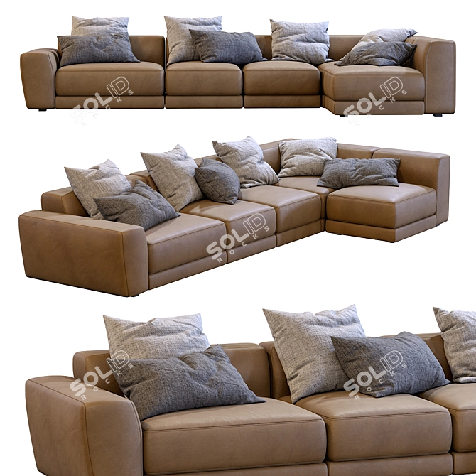 Jesse Pasha Leather Sofa: Modern Elegance for Your Home 3D model image 3