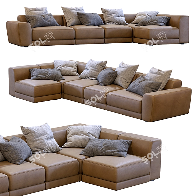 Jesse Pasha Leather Sofa: Modern Elegance for Your Home 3D model image 4