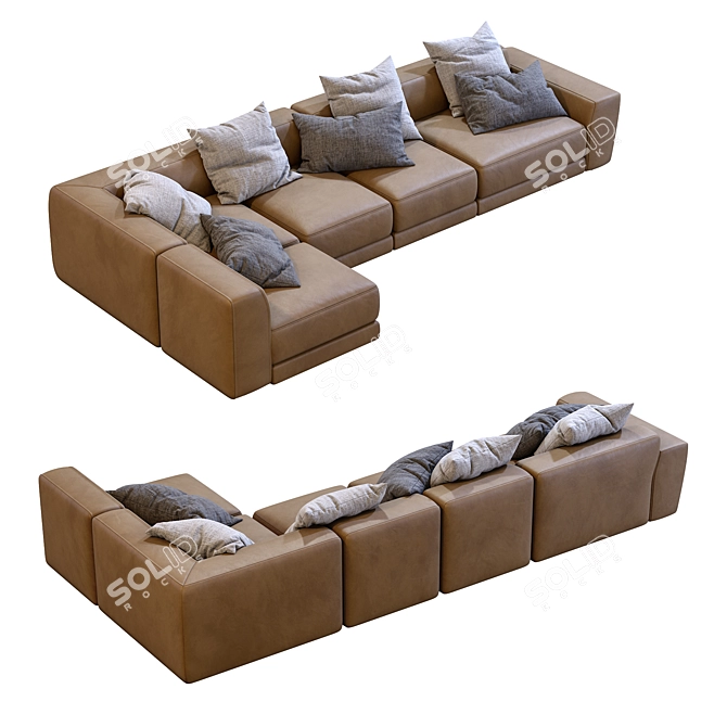 Jesse Pasha Leather Sofa: Modern Elegance for Your Home 3D model image 7