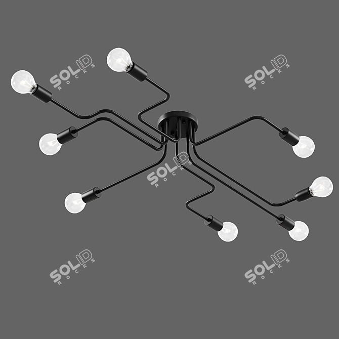 Industrial Wrought Iron Edison Ceiling Light 3D model image 2