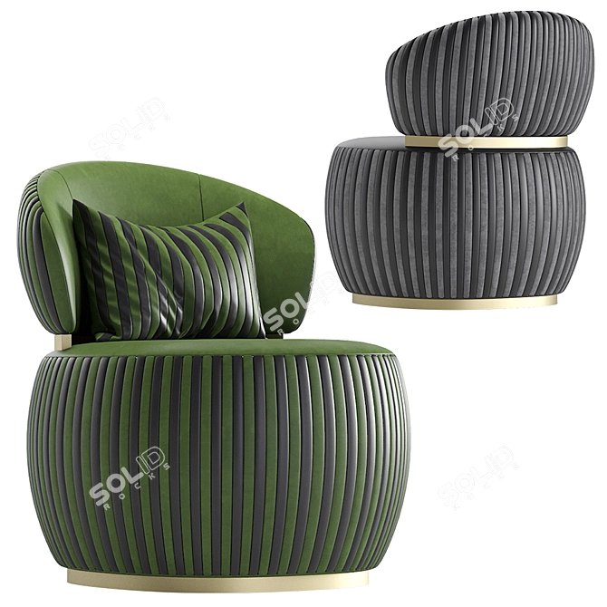 Luxurious Leather Armchairs: Bon Ton Elegance 3D model image 2