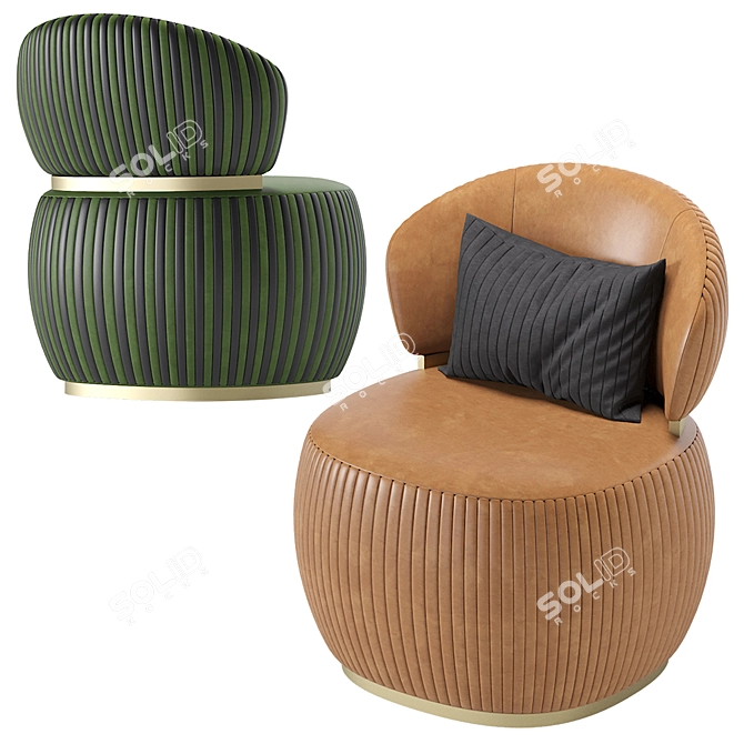 Luxurious Leather Armchairs: Bon Ton Elegance 3D model image 4