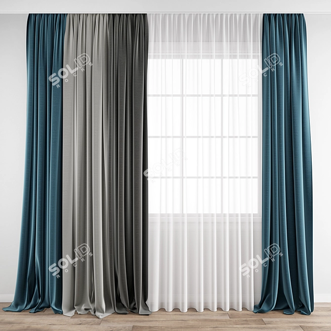 High Quality 3D Curtain Model 3D model image 1