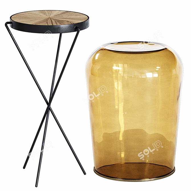 Vintage-Inspired Side Table Set 3D model image 3