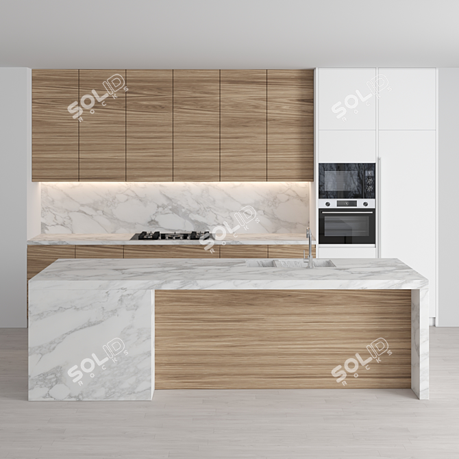 Modern Island Kitchen - Perfect for Stunning Renders 3D model image 1