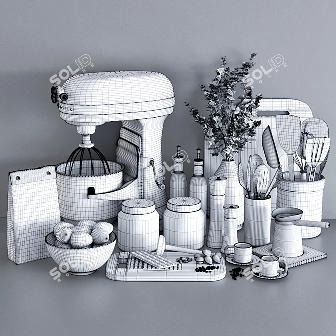 Premium Kitchen Accessory Set: 756 Polygons, 766 Vertices 3D model image 4