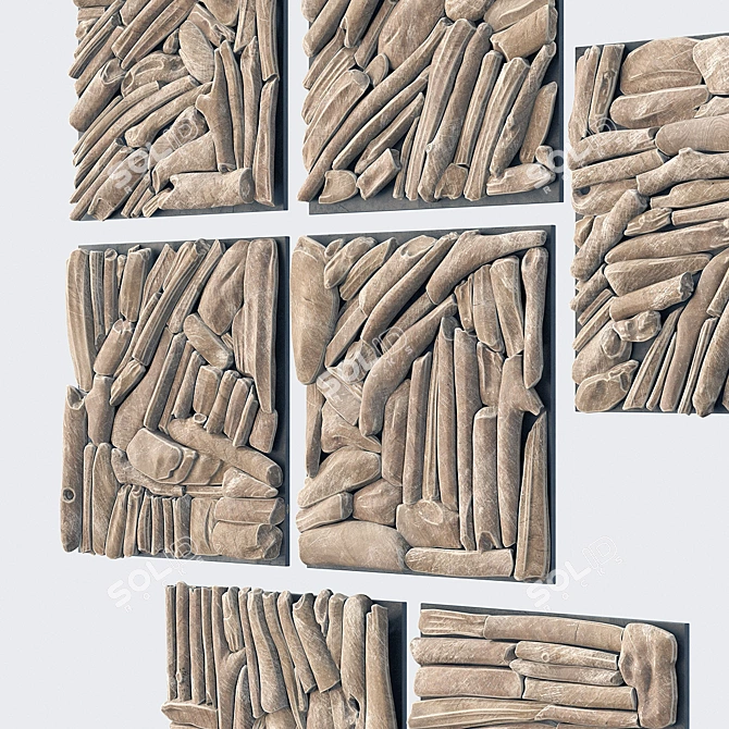 Splinter Branch Panel: Large Rectangle Design 3D model image 5