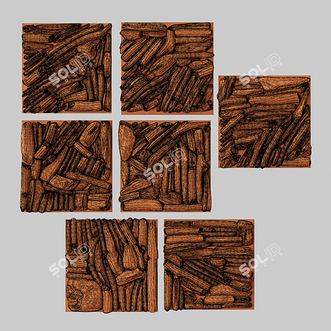 Splinter Branch Panel: Large Rectangle Design 3D model image 6