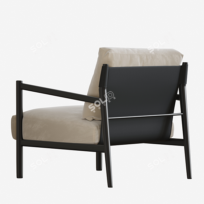 Lema Maddix Wood & Leather Armchair 3D model image 2