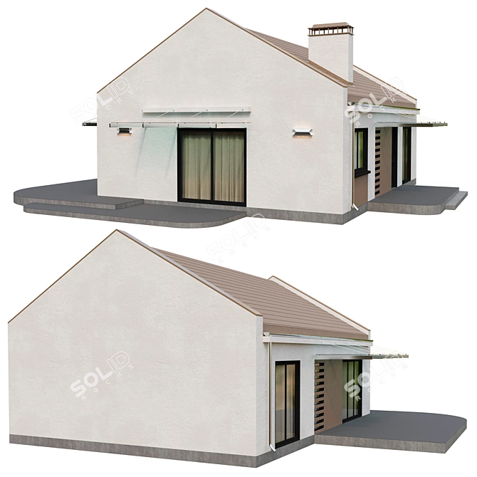 Compact One-Story Urban Home 3D model image 2