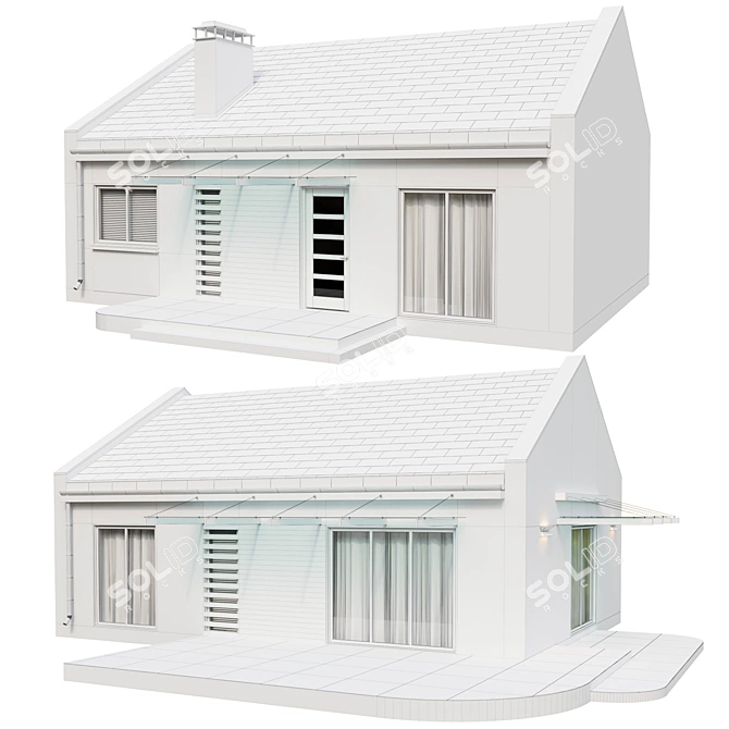 Compact One-Story Urban Home 3D model image 3