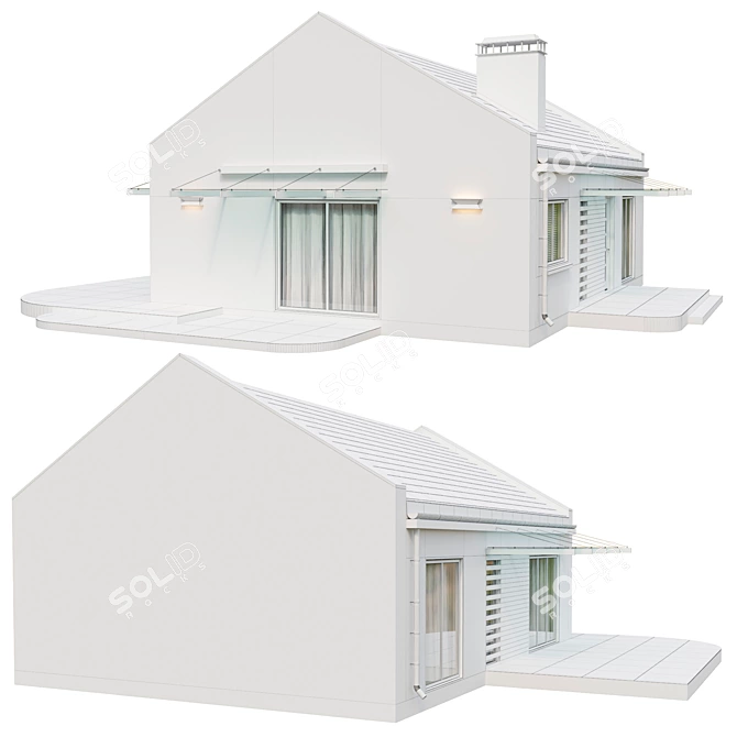 Compact One-Story Urban Home 3D model image 4