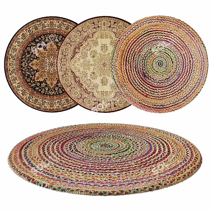 Elegant Round Rug: 117x1.6cm 3D model image 1