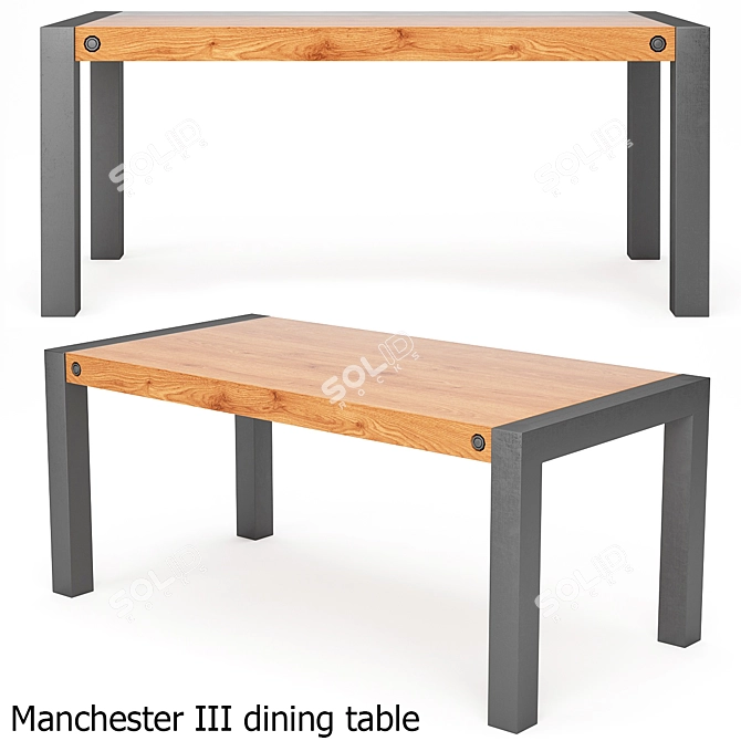 Modern Dining Set: Manchester III Table & Tolix AC16 Armchair 3D model image 4