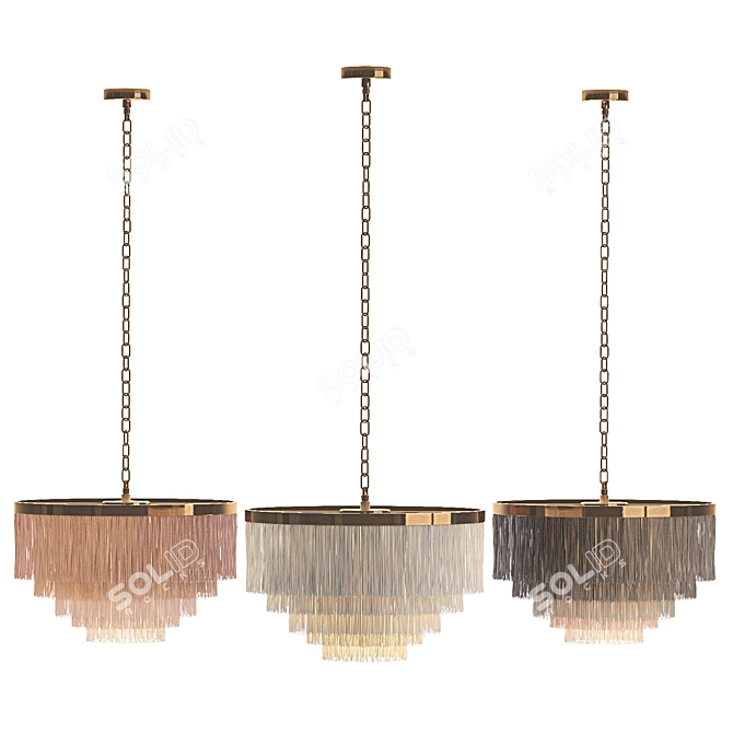 Boho Brass Fringe Pendant 3D model image 5