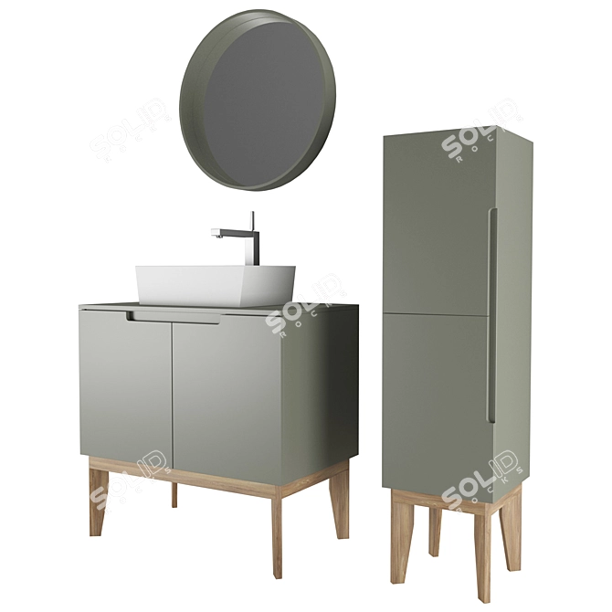 Cooper Bathroom Furniture: Vanity, Mirror, Panel Shelf 3D model image 2