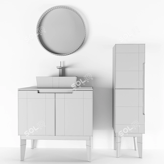 Cooper Bathroom Furniture: Vanity, Mirror, Panel Shelf 3D model image 3