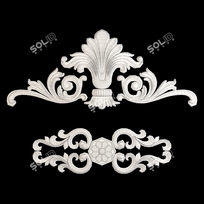 Gilded Gypsum Decorative Ornaments 3D model image 3