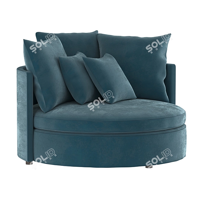 Title: Palm Springs-inspired Mustard Blue Ottoman 3D model image 1