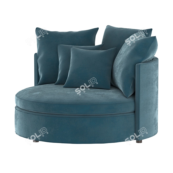 Title: Palm Springs-inspired Mustard Blue Ottoman 3D model image 2