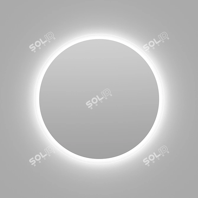 Sleek Illuminated Frameless Round Mirror 3D model image 1