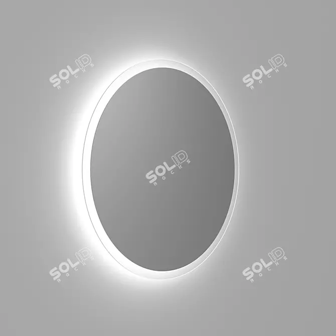 Sleek Illuminated Frameless Round Mirror 3D model image 2