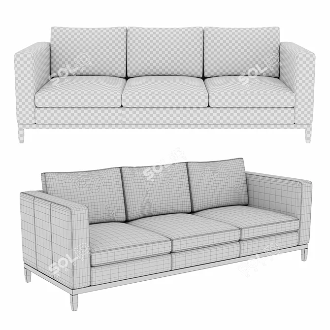 Hamburg 3-Seater Sofa: Luxurious Comfort for Your Living Room 3D model image 2