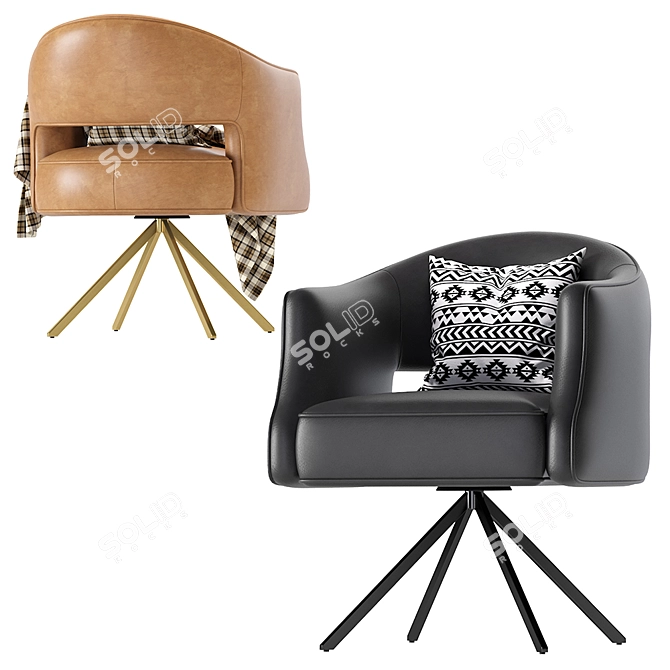 Luxurious Leather Terrace Desk Chair 3D model image 2