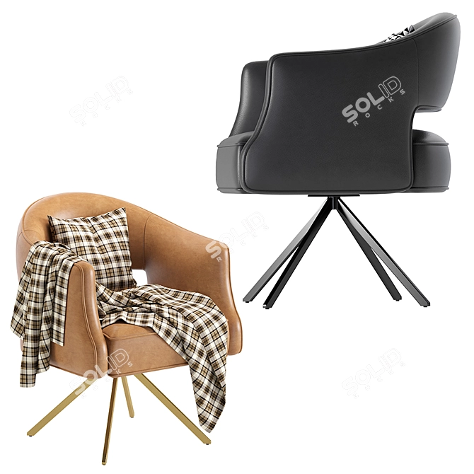 Luxurious Leather Terrace Desk Chair 3D model image 4