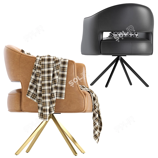 Luxurious Leather Terrace Desk Chair 3D model image 6