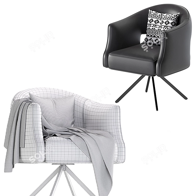 Luxurious Leather Terrace Desk Chair 3D model image 7
