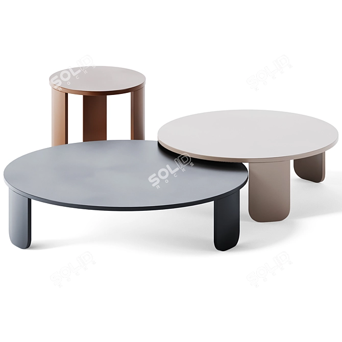 Sleek Metal Coffee Table 3D model image 2