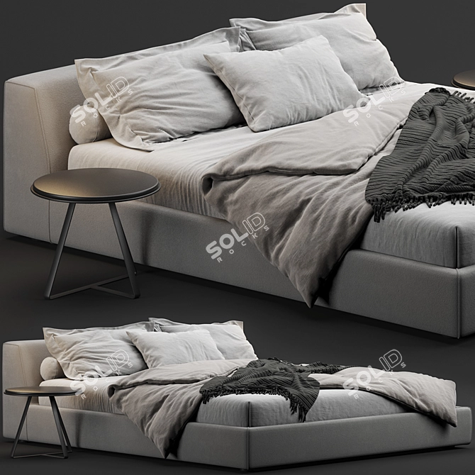 Elegant Meridiani Louis Bed: Timeless Comfort 3D model image 1