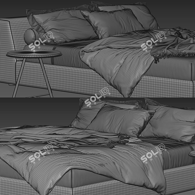 Elegant Meridiani Louis Bed: Timeless Comfort 3D model image 4