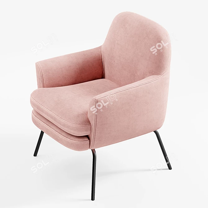 Modern Velvet Arm Chair 3D model image 3