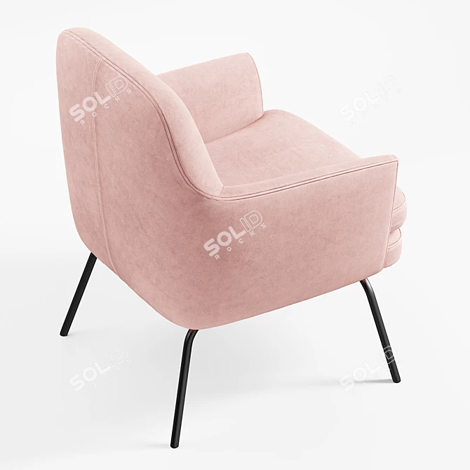 Modern Velvet Arm Chair 3D model image 4